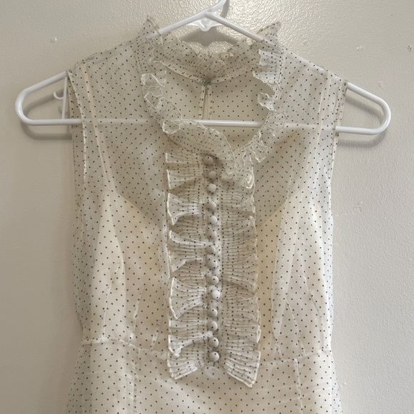 Vintage Betsey Johnson Polka Dot Henley Ruffle Dress - Picture 4 of 16